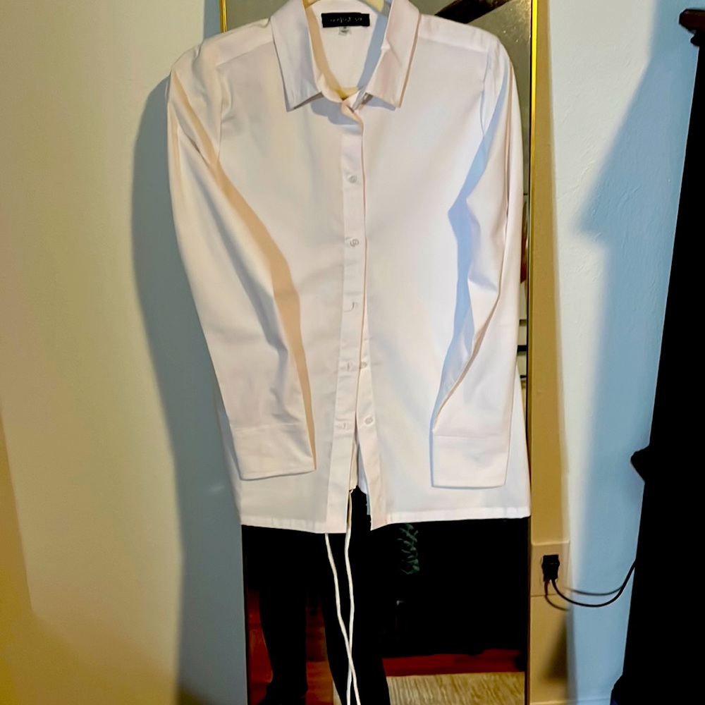 Long white button down shirt -size M